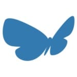 SimplePractice logo - a blue butterfly in flight