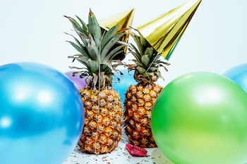 Pineapples with party hats